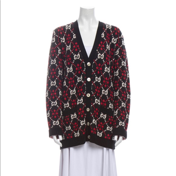 Gucci Sweaters - Authentic GUCCI GG Diamond Wool Cardigan